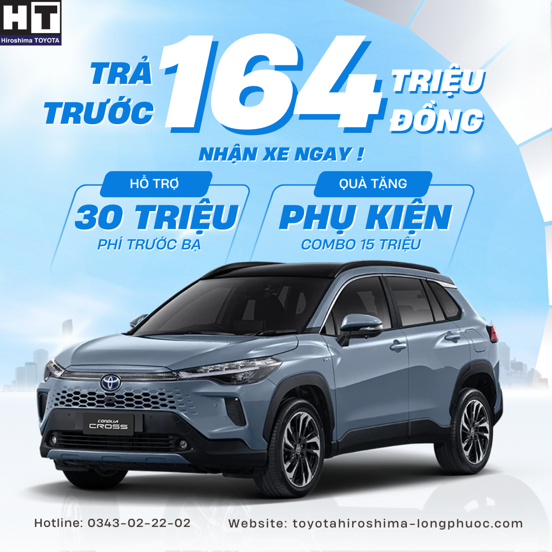 Giá xe Toyota Corolla Cross tháng 5/2025: Khuyến mãi mới nhất tại Toyota Long Phước